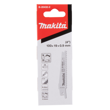 Tiesinio pjūklo pjūkleliai Makita B-20432-2, BiM 100x0,9mm (6tpi), 2 vnt, metalui, medžiui, medžiui su vinimis 1 Tiesinio pjūklo pjūkleliai Makita B-20432-2, BiM 100x0,9mm (6tpi), 2 vnt, metalui, medžiui, medžiui su vinimis 1