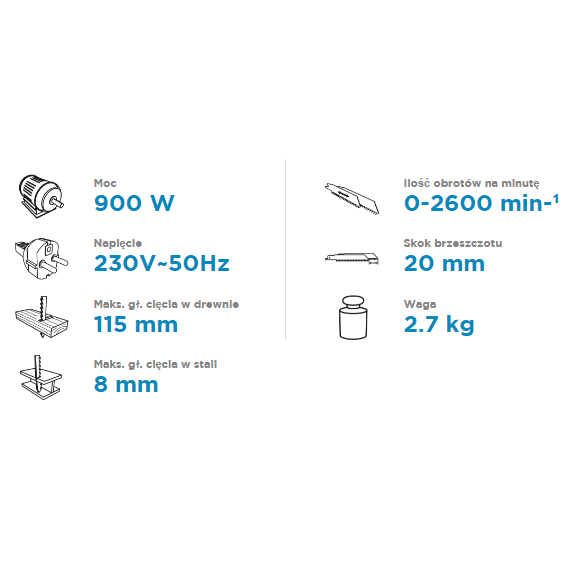 Tiesinis pjūklas Graphite 58G971, 900 W 2