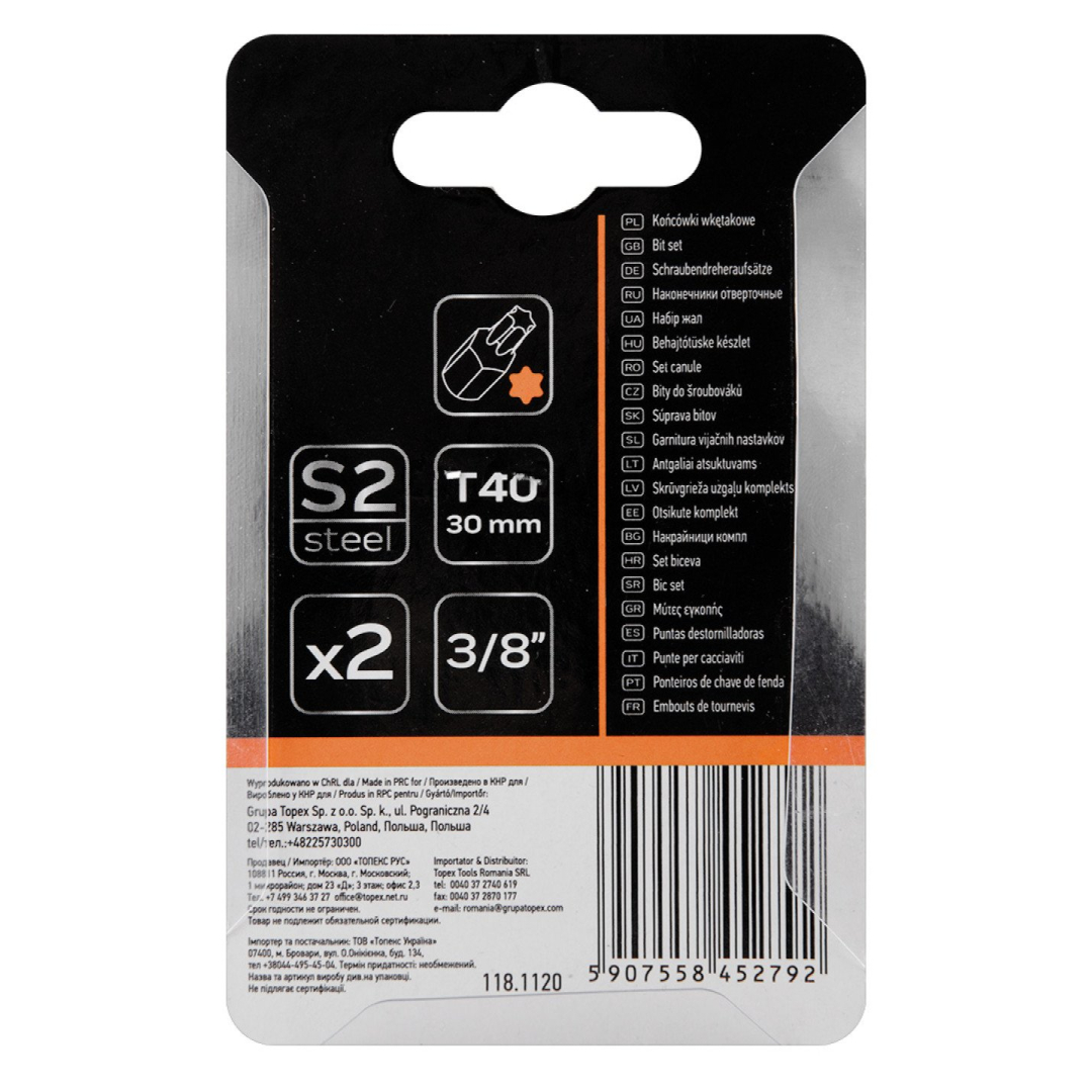 TORX Antgaliukai T40 x 30 mm, S2 x 2 vnt. 2