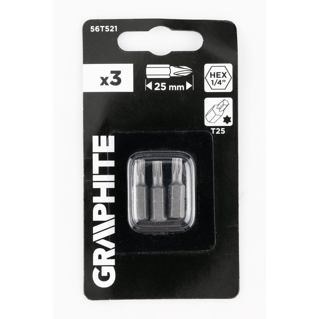 „Torx“ bitai T25 x 25 mm, 3 vnt 1 „Torx“ bitai T25 x 25 mm, 3 vnt 1