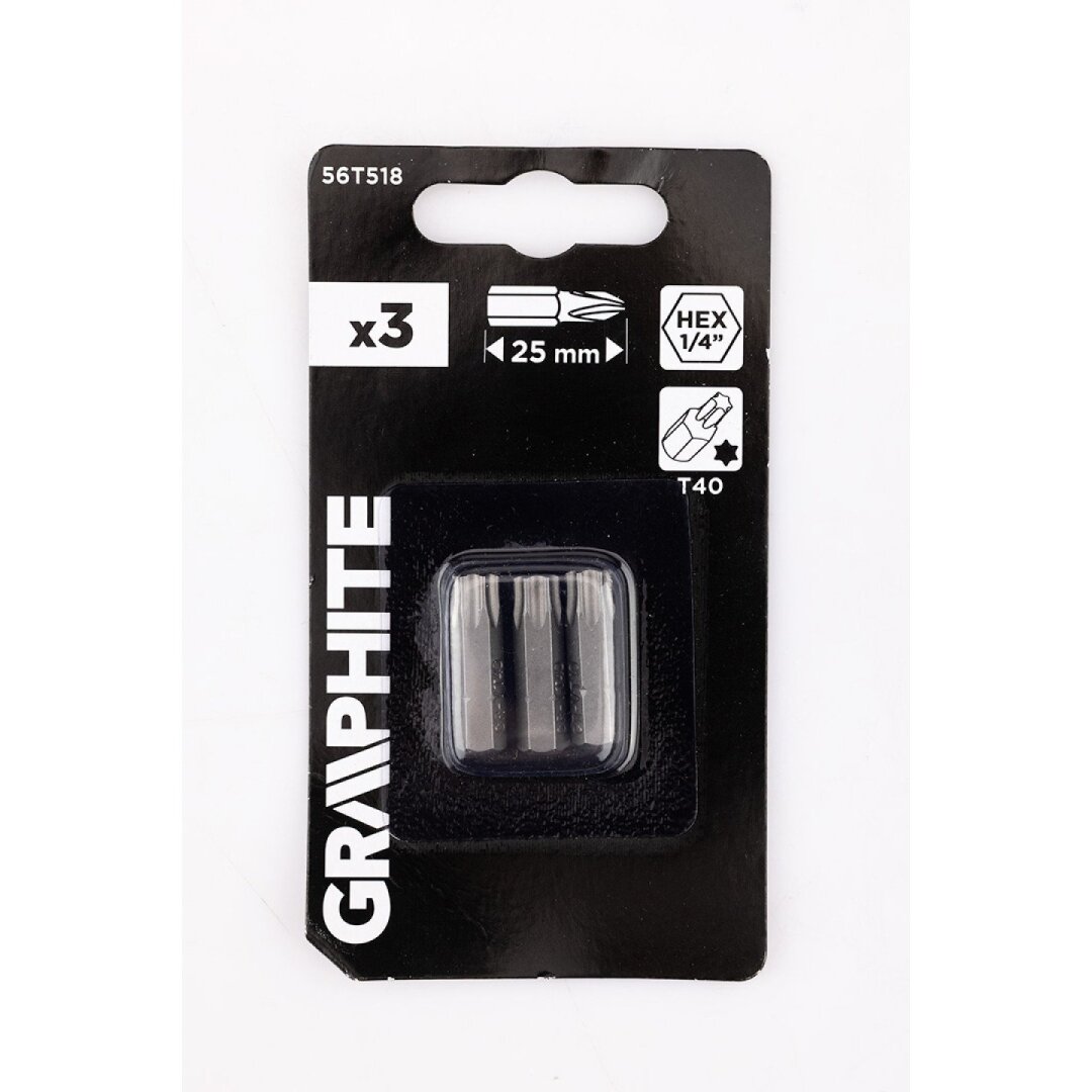 „Torx“ bitai T40 x 25 mm, 3 vnt 1 „Torx“ bitai T40 x 25 mm, 3 vnt 1