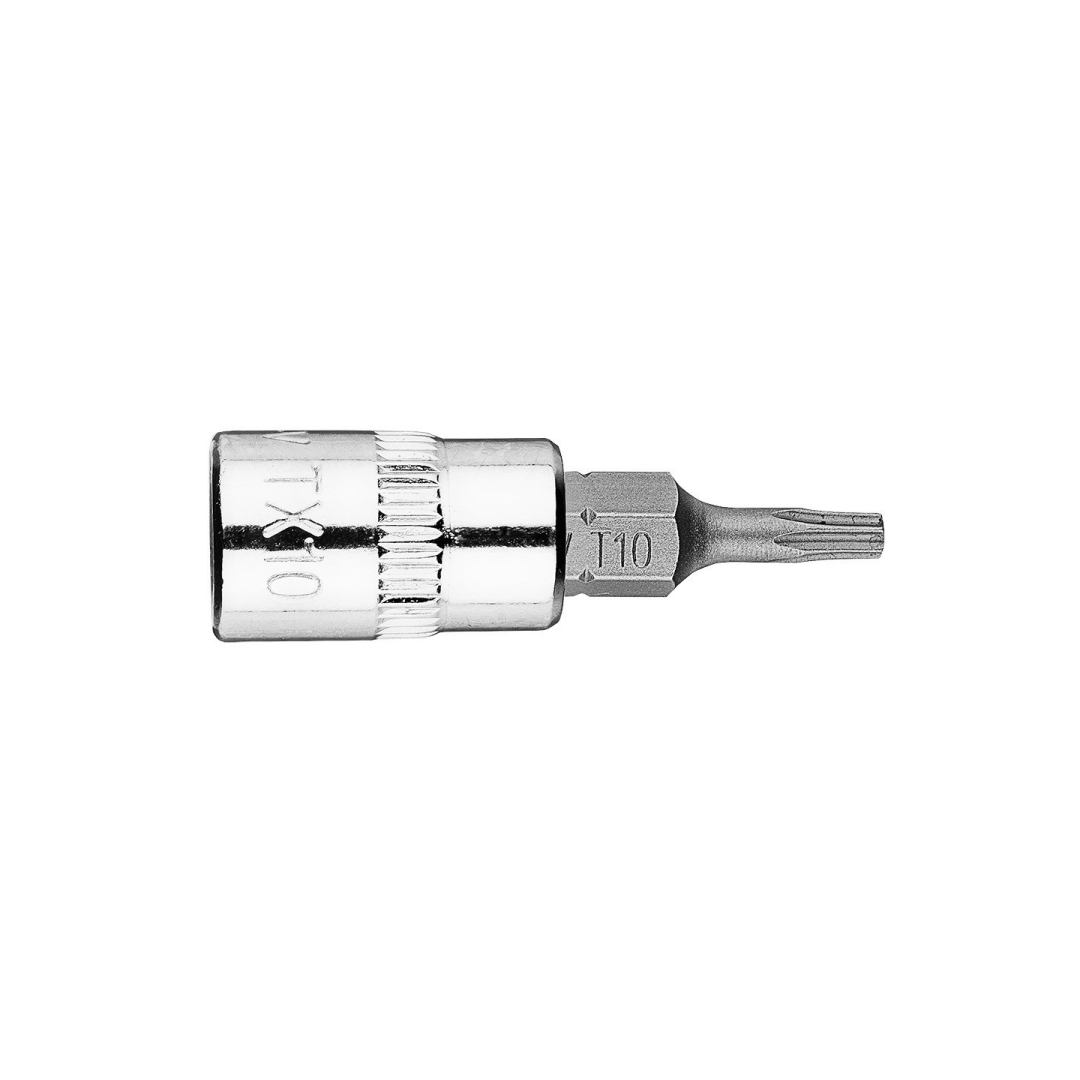 TORX TX10 antgalis su 1/4" galvutė, trumpas, 37 mm 1