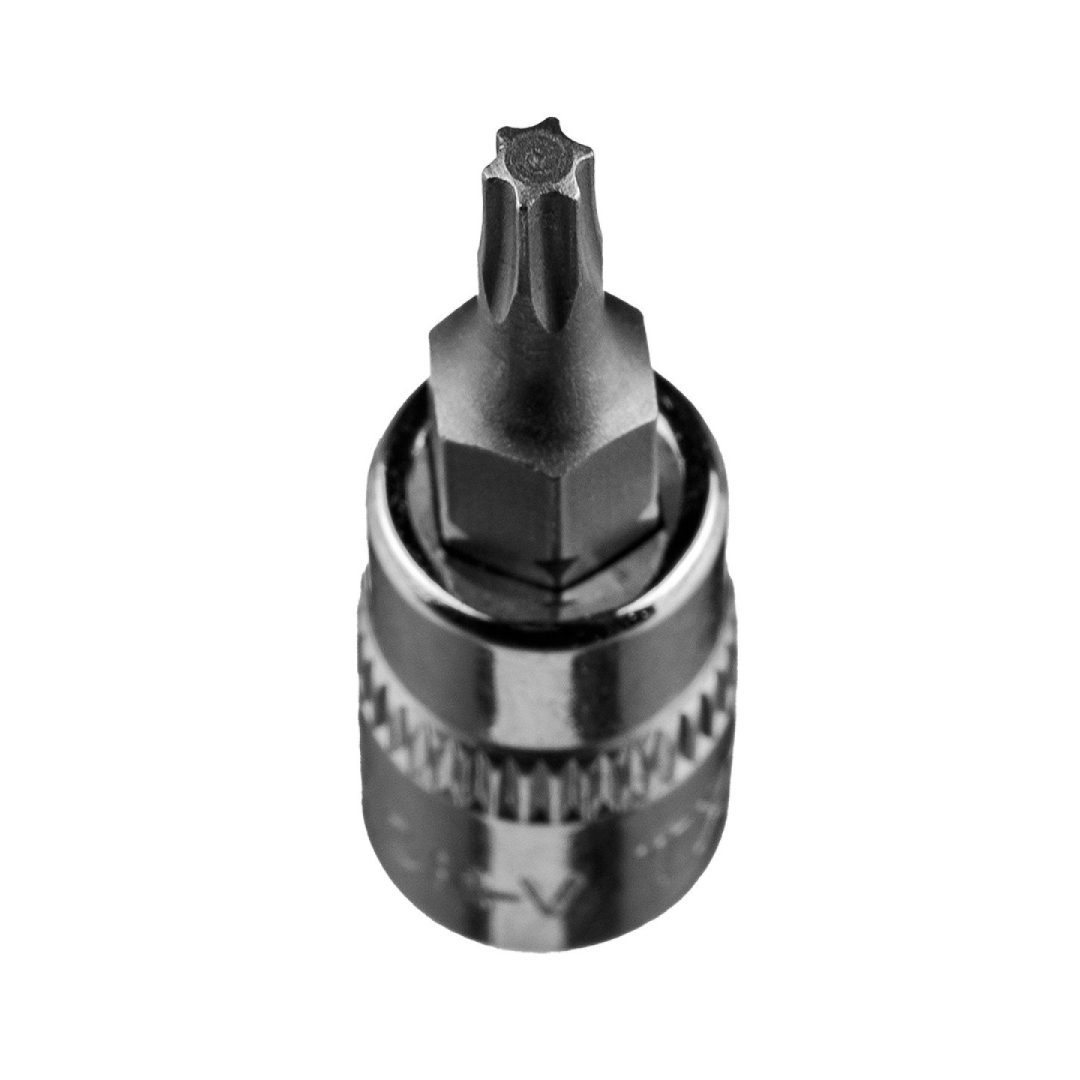 TORX TX15 antgalis su 1/4" galvutė, trumpas, 37 mm 2