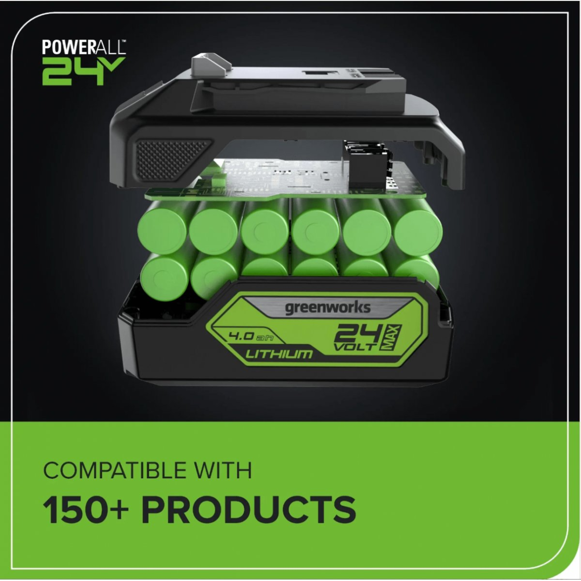 TOLI SIEKIANTIS GYVATVORIŲ GENĖTUVAS  (akumuliatorius ir kroviklis) Greenworks 24V PH24B211-01 9