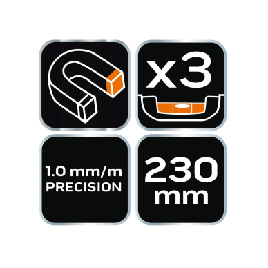 Torpedo gulsčiukas 230 mm, su magnetu 6 Torpedo gulsčiukas 230 mm, su magnetu 6