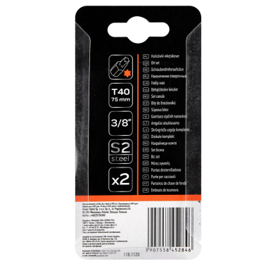 TORX Antgaliukai T40 x 75 mm, S2 x 2 vnt. 2 TORX Antgaliukai T40 x 75 mm, S2 x 2 vnt. 2