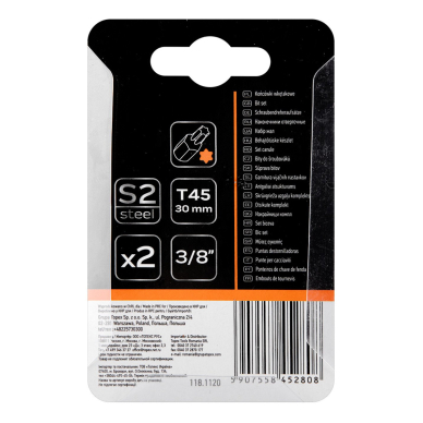 TORX Antgaliukai T45 x 30 mm, S2 x 2 vnt. 2 TORX Antgaliukai T45 x 30 mm, S2 x 2 vnt. 2
