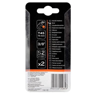 TORX Antgaliukai T45 x 75 mm, S2 x 2 vnt. 2 TORX Antgaliukai T45 x 75 mm, S2 x 2 vnt. 2