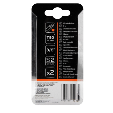 TORX Antgaliukai T50 x 75 mm, S2 x 2 vnt. 2 TORX Antgaliukai T50 x 75 mm, S2 x 2 vnt. 2