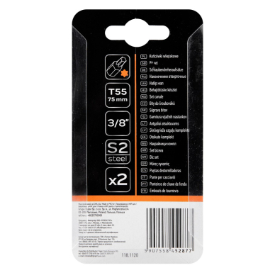 TORX Antgaliukai T55 x 75 mm, S2 x 2 vnt. 2 TORX Antgaliukai T55 x 75 mm, S2 x 2 vnt. 2