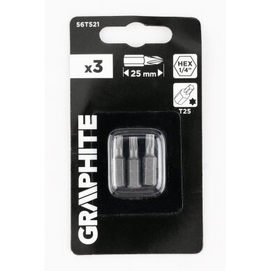 „Torx“ bitai T25 x 25 mm, 3 vnt 1 „Torx“ bitai T25 x 25 mm, 3 vnt 1