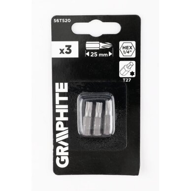 „Torx“ bitai T27 x 25 mm, 3 vnt 1 „Torx“ bitai T27 x 25 mm, 3 vnt 1