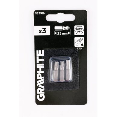 „Torx“ bitai T30 x 25 mm, 3 vnt 1 „Torx“ bitai T30 x 25 mm, 3 vnt 1