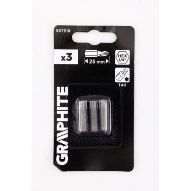 „Torx“ bitai T40 x 25 mm, 3 vnt 1 „Torx“ bitai T40 x 25 mm, 3 vnt 1