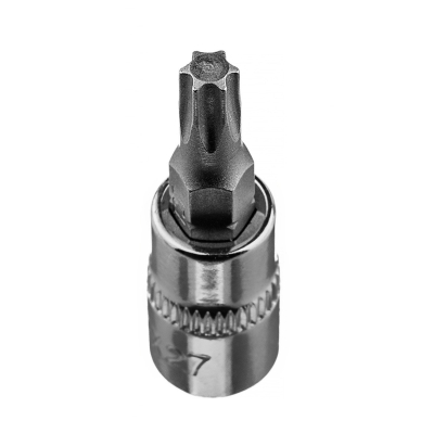TORX TX27 antgalis su 1/4" galvutė, trumpas, 37 mm 2