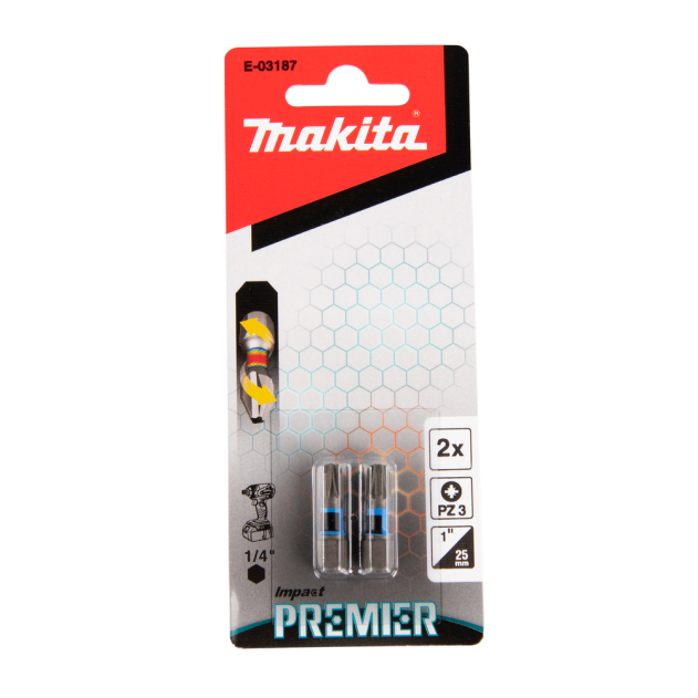 Torsion sukimo antgalis Makita E-03187 (C-form), PZ3-25mm, 2vnt. Impact Premier 2