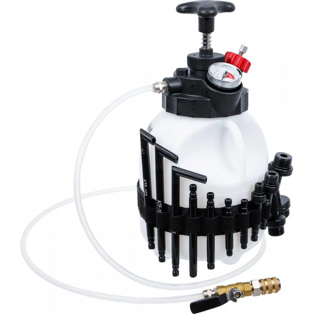 Transmisijos alyvos pildymo įrankis su rankiniu siurbliu | su 12 adapterių | 3 l (74264) Transmisijos alyvos pildymo įrankis su rankiniu siurbliu | su 12 adapterių | 3 l (74264)