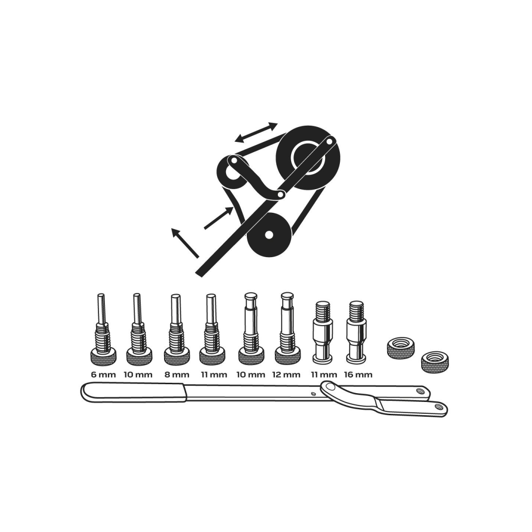 Transmisijos diržo įtempimo veržliaraktis, 11 vnt. rinkinys 7 Transmisijos diržo įtempimo veržliaraktis, 11 vnt. rinkinys 7
