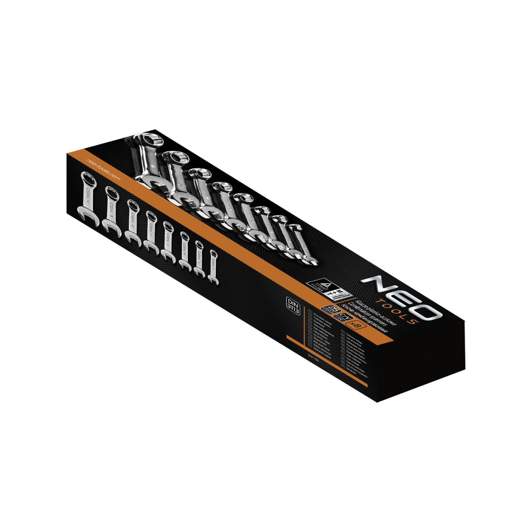 Trumpų kombinuotu raktų rinkinys 8-19mm, 8vnt. 1 Trumpų kombinuotu raktų rinkinys 8-19mm, 8vnt. 1