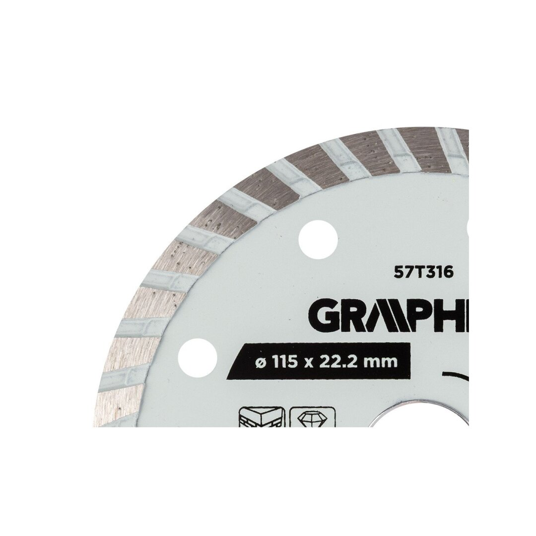 Turbo pjovimo deimantinis diskas, 115 x 22,22 mm, sausam ir šlapiam pjovimui 2