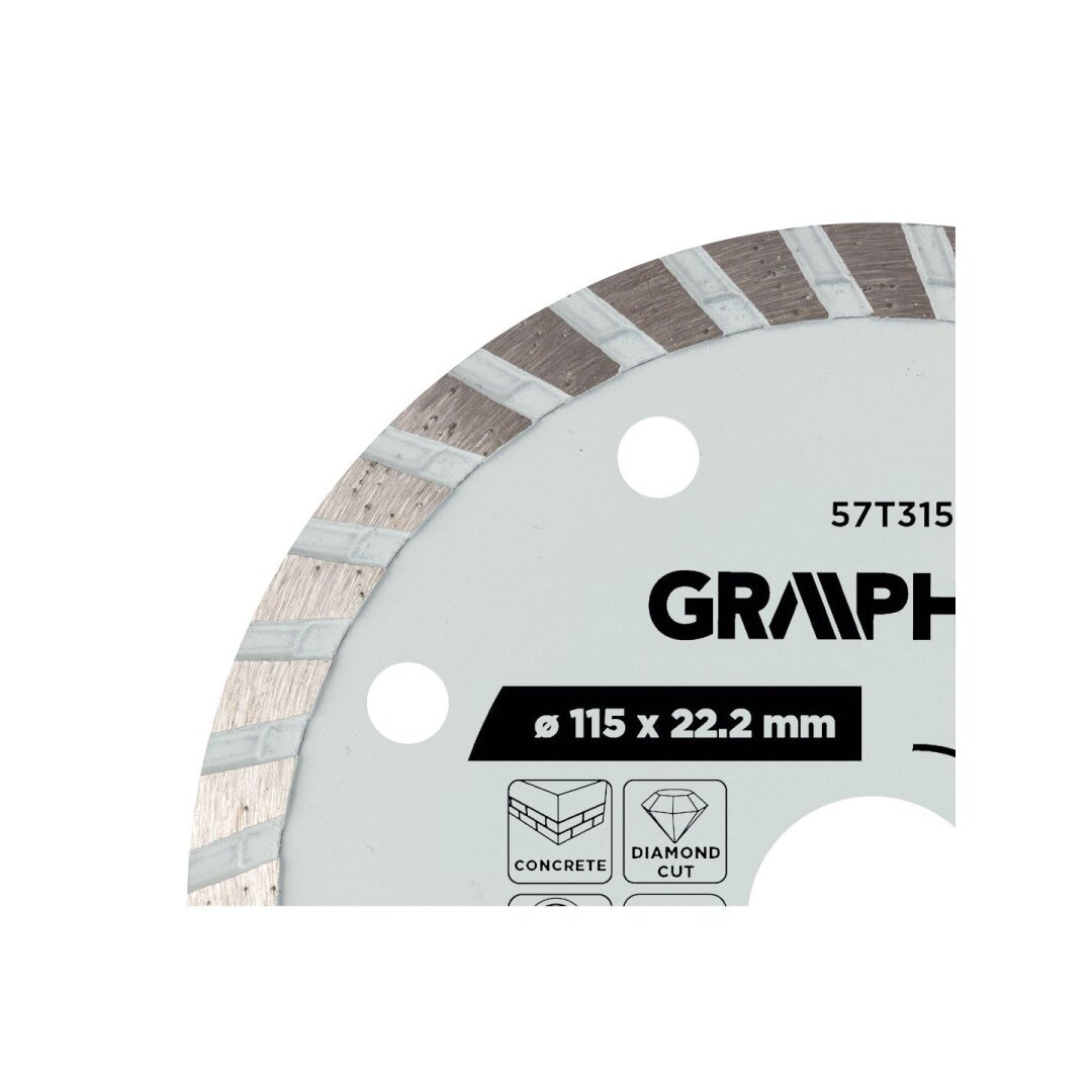 Turbo pjovimo deimantinis diskas, 115 x 22,22 mm, sausam pjovimui 2