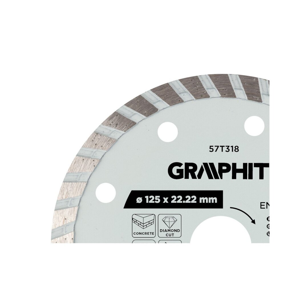 Turbo pjovimo deimantinis diskas, 125 x 22,22 mm, sausam ir šlapiam pjovimui 2