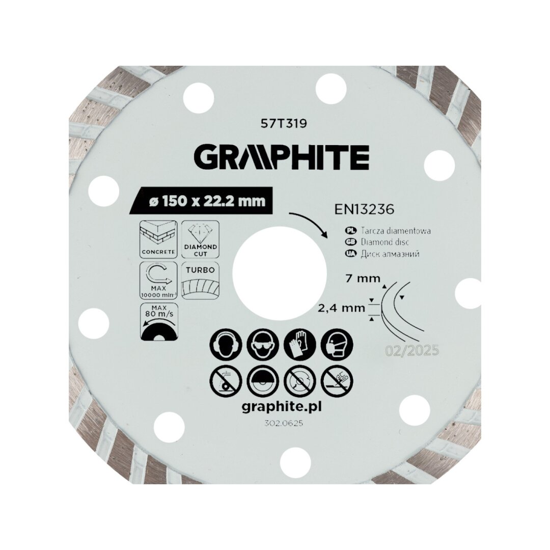 Turbo pjovimo deimantinis diskas, 150 x 22,22 mm, sausam pjovimui 3 Turbo pjovimo deimantinis diskas, 150 x 22,22 mm, sausam pjovimui 3