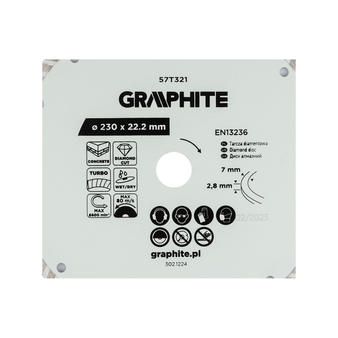 Turbo pjovimo deimantinis diskas, 230 x 22,22 mm, sausam ir šlapiam pjovimui 3