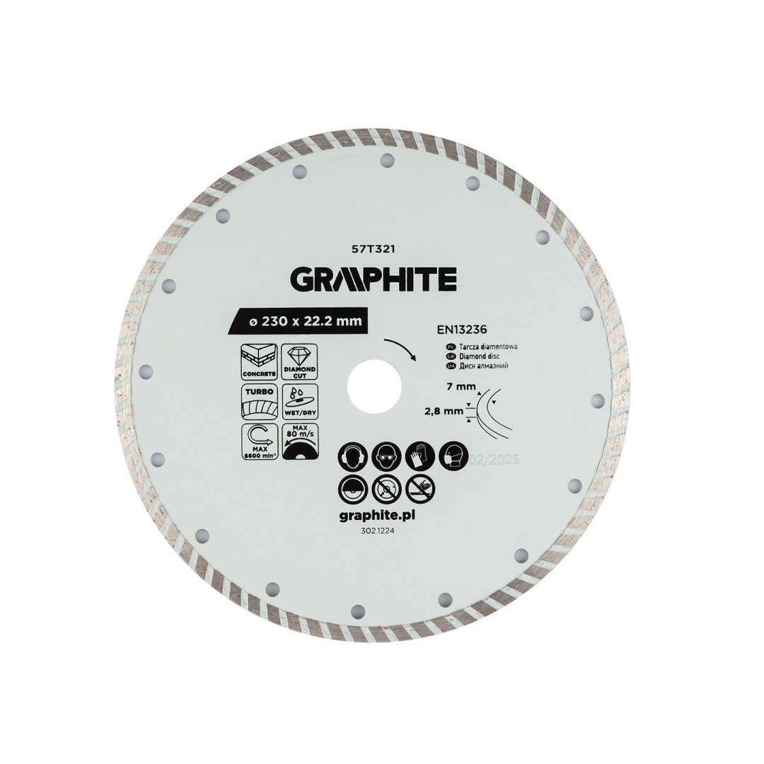 Turbo pjovimo deimantinis diskas, 230 x 22,22 mm, sausam ir šlapiam pjovimui Turbo pjovimo deimantinis diskas, 230 x 22,22 mm, sausam ir šlapiam pjovimui