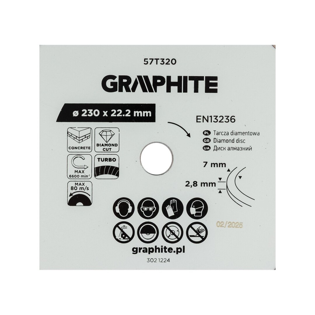 Turbo pjovimo deimantinis diskas, 230 x 22,22 mm, sausam pjovimui 3