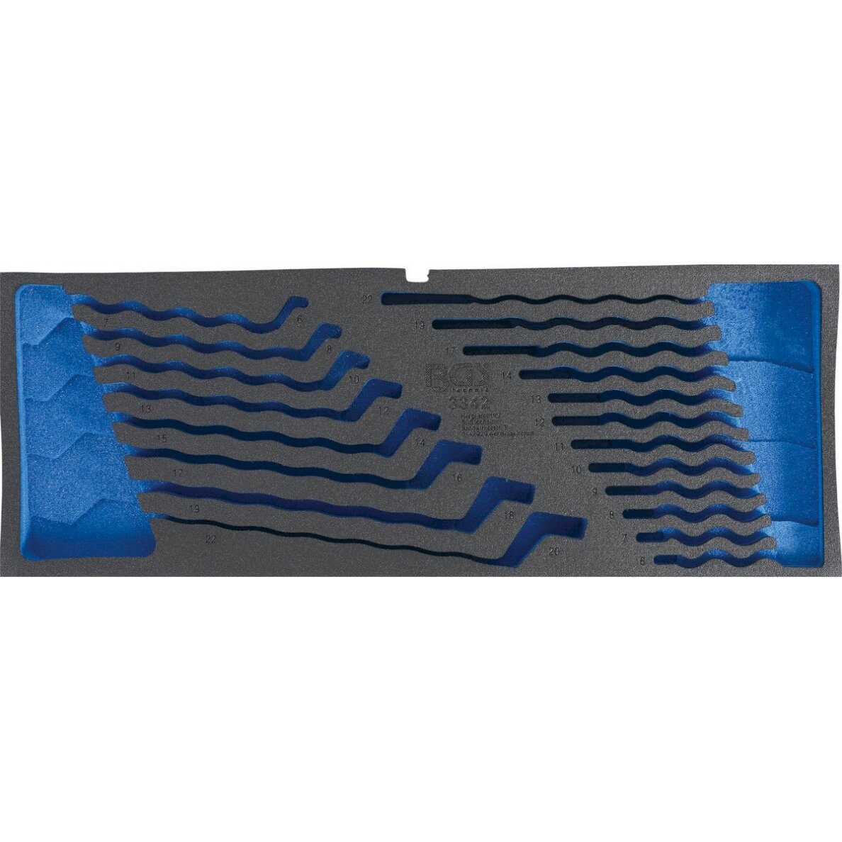 Tuščias padėklas kilpiniams ir kombinuotiems raktams 20 vnt. iš BGS 3312 (3342-1) Tuščias padėklas kilpiniams ir kombinuotiems raktams 20 vnt. iš BGS 3312 (3342-1)