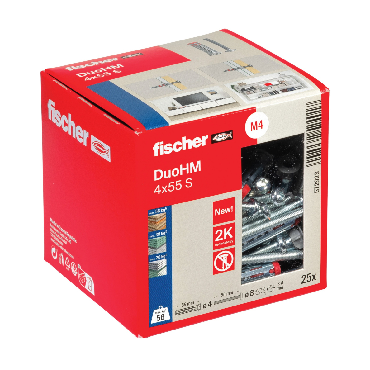 Tuščiavidurių konstrukcijų kaištis DuoHM 4x55 S PH TX, Fischer, 25 vnt. 1