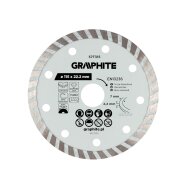 Turbo pjovimo deimantinis diskas, 115 x 22,22 mm, sausam pjovimui