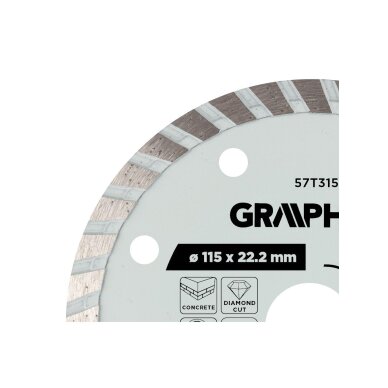 Turbo pjovimo deimantinis diskas, 115 x 22,22 mm, sausam pjovimui 2 Turbo pjovimo deimantinis diskas, 115 x 22,22 mm, sausam pjovimui 2