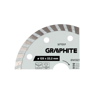 Turbo pjovimo deimantinis diskas, 125 x 22,22 mm, sausam pjovimui 2 Turbo pjovimo deimantinis diskas, 125 x 22,22 mm, sausam pjovimui 2
