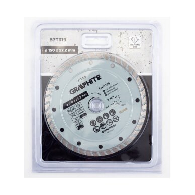 Turbo pjovimo deimantinis diskas, 150 x 22,22 mm, sausam pjovimui 1 Turbo pjovimo deimantinis diskas, 150 x 22,22 mm, sausam pjovimui 1