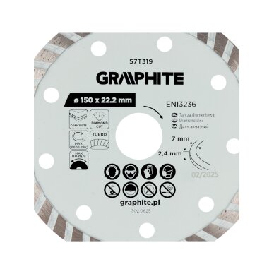 Turbo pjovimo deimantinis diskas, 150 x 22,22 mm, sausam pjovimui 3 Turbo pjovimo deimantinis diskas, 150 x 22,22 mm, sausam pjovimui 3