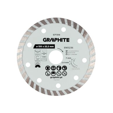 Turbo pjovimo deimantinis diskas, 150 x 22,22 mm, sausam pjovimui Turbo pjovimo deimantinis diskas, 150 x 22,22 mm, sausam pjovimui