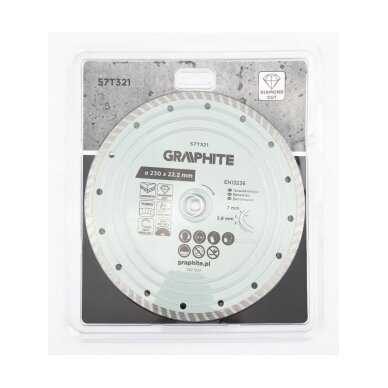 Turbo pjovimo deimantinis diskas, 230 x 22,22 mm, sausam ir šlapiam pjovimui 1