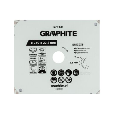 Turbo pjovimo deimantinis diskas, 230 x 22,22 mm, sausam ir šlapiam pjovimui 3 Turbo pjovimo deimantinis diskas, 230 x 22,22 mm, sausam ir šlapiam pjovimui 3