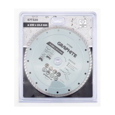 Turbo pjovimo deimantinis diskas, 230 x 22,22 mm, sausam pjovimui 1