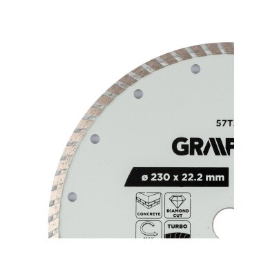 Turbo pjovimo deimantinis diskas, 230 x 22,22 mm, sausam pjovimui 2
