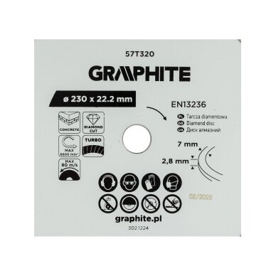 Turbo pjovimo deimantinis diskas, 230 x 22,22 mm, sausam pjovimui 3