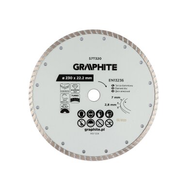 Turbo pjovimo deimantinis diskas, 230 x 22,22 mm, sausam pjovimui