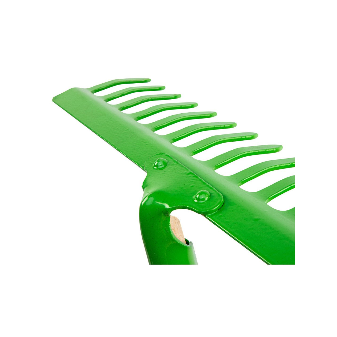 Universalus grėblys, 16 dantų. Su kniedyta galvute, medine rankena. 7