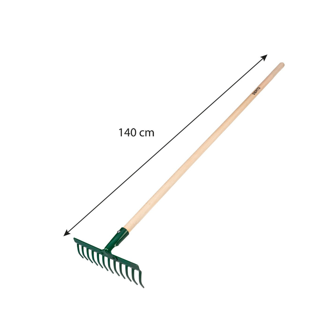 Universalus tiesus grėblys, 12 dantų, kniedėmis prikimšta galvutė, medinė rankena 6 Universalus tiesus grėblys, 12 dantų, kniedėmis prikimšta galvutė, medinė rankena 6