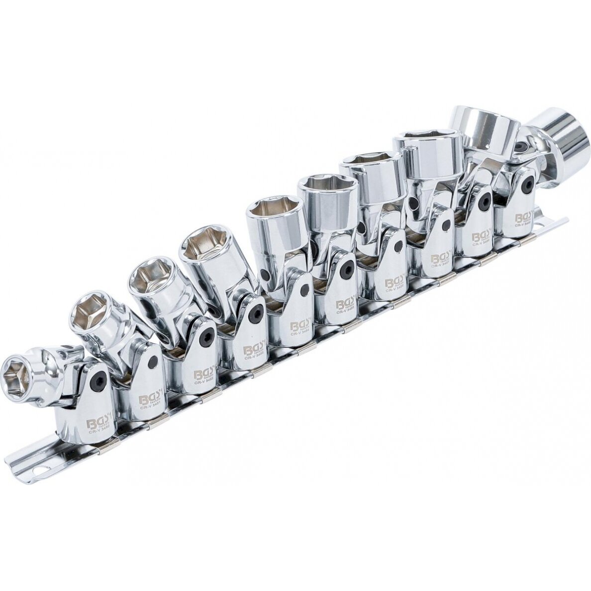 Universalus galvučių komplektas šarnyrinis, šešiakampis | 10 mm (3/8") | 10 - 19 mm | 10 vnt. (205)