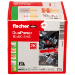 Universalus dvikomponentis kaištis DuoPower 10 x 50 S, FISCHER, 25 vnt.