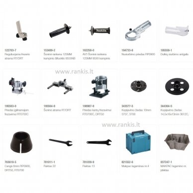 Universali freza su priedais Makita RT0702CX2J + lagaminas 4 Universali freza su priedais Makita RT0702CX2J + lagaminas 4