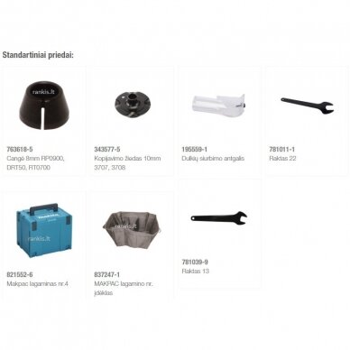 Universali freza su priedais Makita RT0702CJ + lagaminas 3 Universali freza su priedais Makita RT0702CJ + lagaminas 3